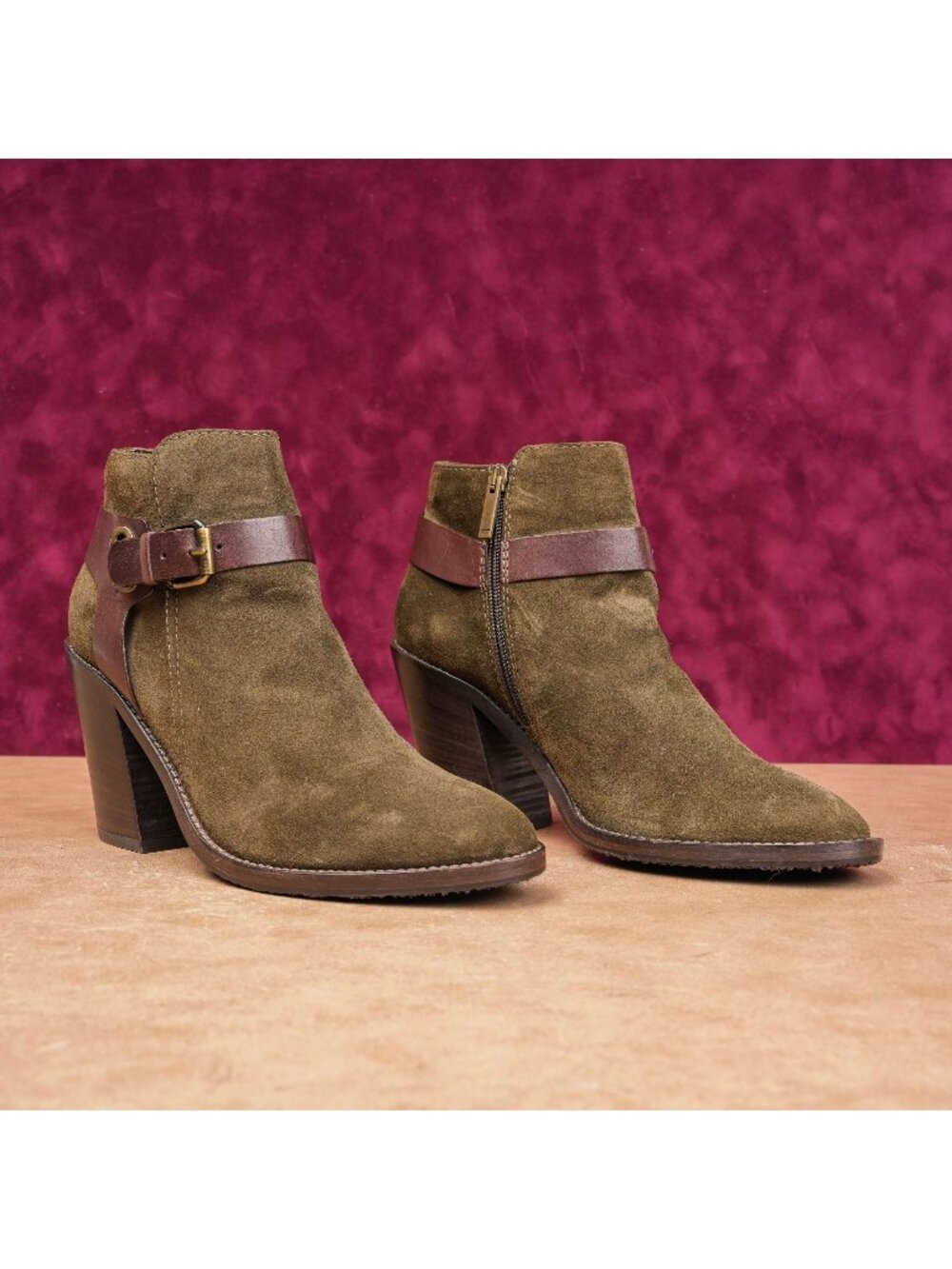 Aquatalia Women Liana Sage Suede Western Rodeo Festival Ankle Boots size 9.5